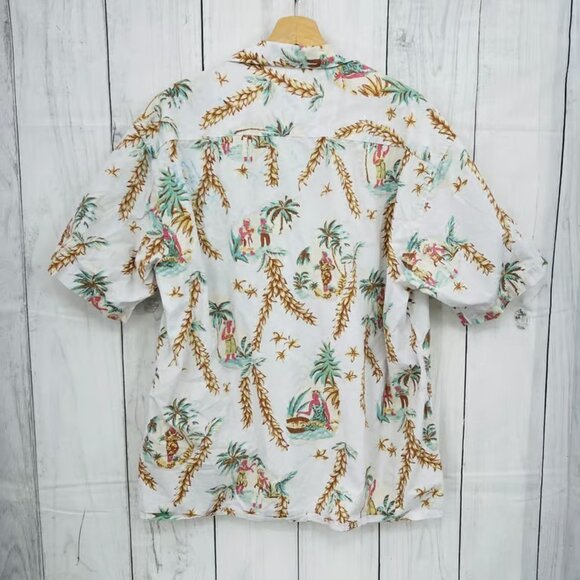 Moda Campia Moda XL VINTAGE Y2K White Palm Aloha Hawaiian Dad Shirt Button Up - Picture 2 of 7